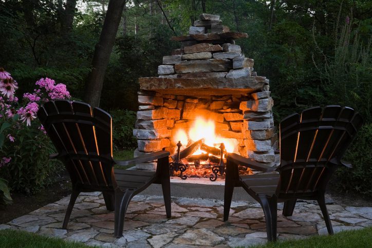 Outdoor Stone Fireplace